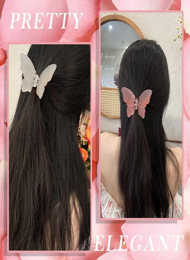 GITGRNTH butterfly hair clips for women & girls cute stylish non-slip claw & snap barrettes set for wedding hairstyle accessories (Blue + Pink) - Image 3