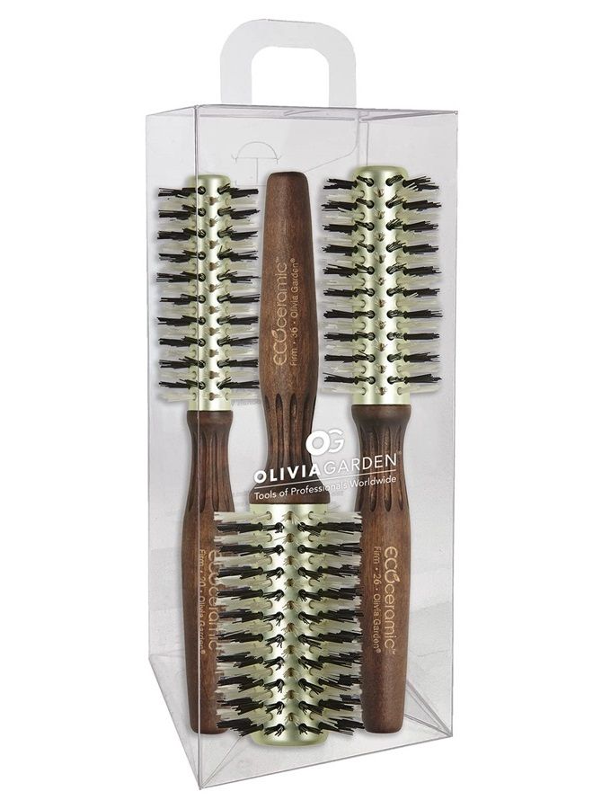Olivia Garden Ecoceramic Firm Bristles Round Thermal Hair Brush (Kit) - Image 1