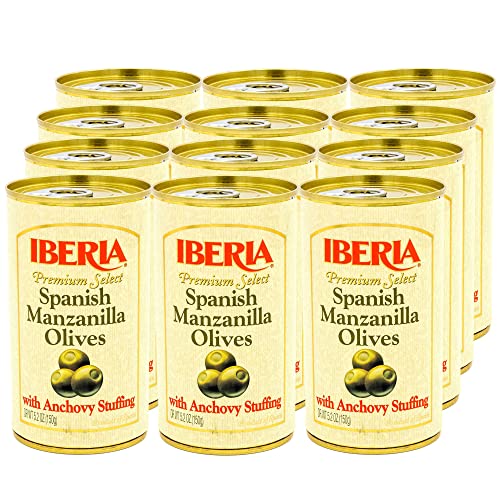 Iberia Spanish Manzanilla Olives Stuffed with Anchovies, 5.25 Oz (Pack of 12) - Image 1