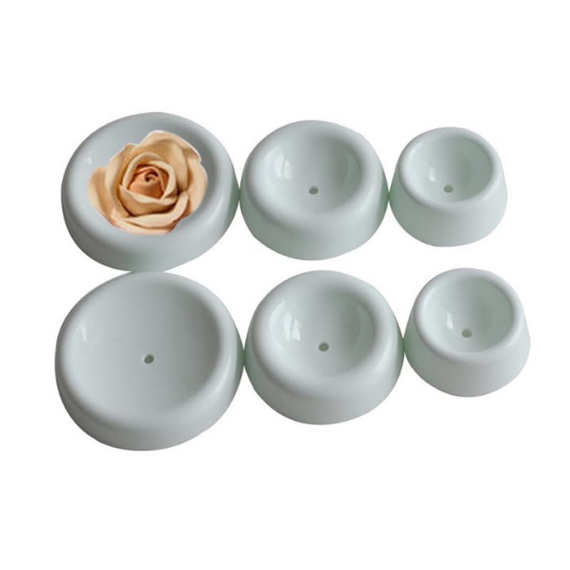 lasenersm 6 Pcs Button Shaped Fondant Forming Cups Fondant Drying Molds Flower Drying Moulds Sugar Cake Chocolate Flower Forming Cup Fondant Cups Drying Holder For Cake Decoration DIY Craft Art, White - Image 5
