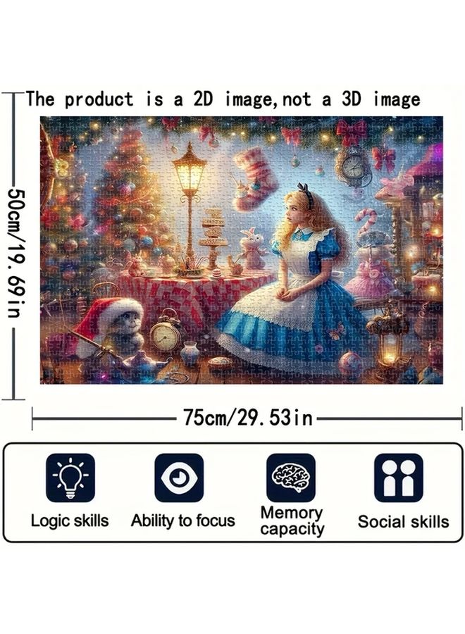 1000 قطعة لغز خشبي أليس في بلاد العجائب لعبة عائلية إبداعية مصغرة - Image 4