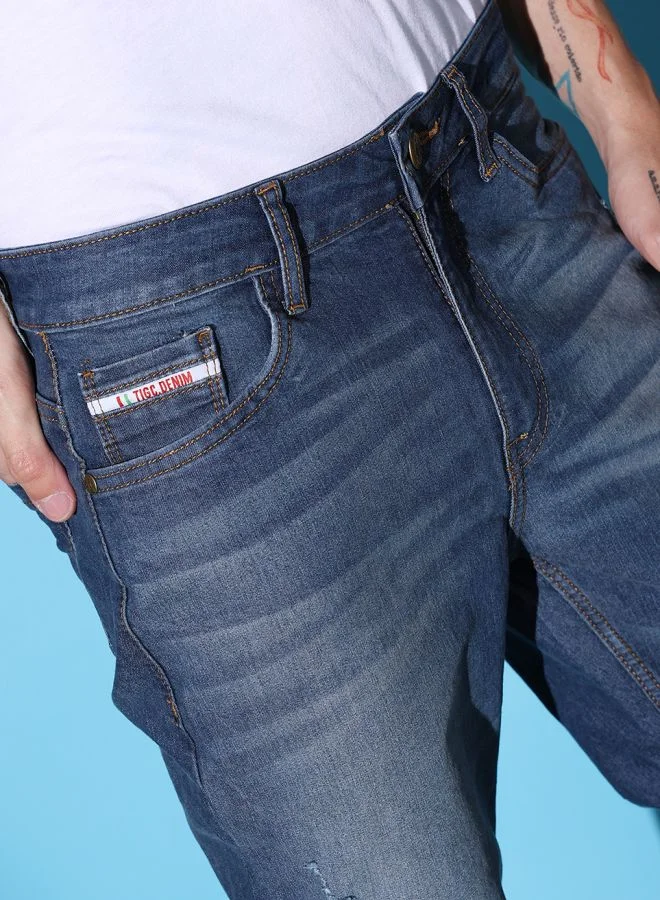 The Indian Garage Co Men Slim Fit Solid Mid-Rise Stretchable Jeans