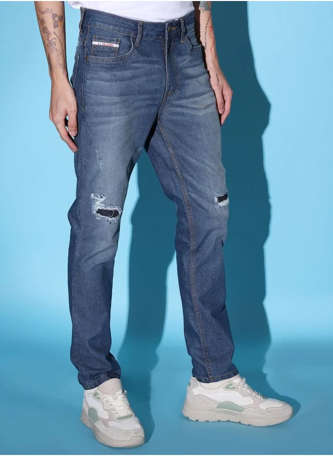 The Indian Garage Co Men Slim Fit Solid Mid-Rise Stretchable Jeans