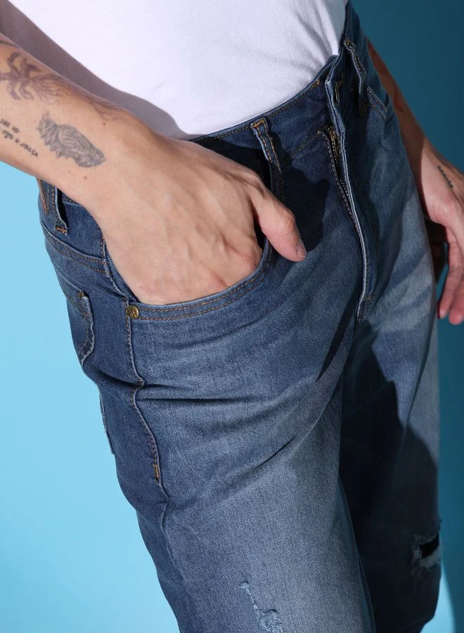 The Indian Garage Co Men Slim Fit Solid Mid-Rise Stretchable Jeans