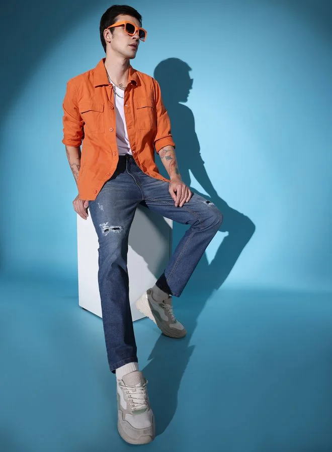 The Indian Garage Co Men Slim Fit Solid Mid-Rise Stretchable Jeans