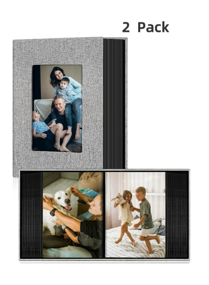 2 Pack Photo Album 4x6（Suitable for 6-inch photos）,Baby Photo Album Linen Cover Photo Book, Small Photo Album Book for 36 Pockets Hold 72 Pictures, Picture Book for Photos Family Anniversaries Baby Vacations（gray) - Image 1