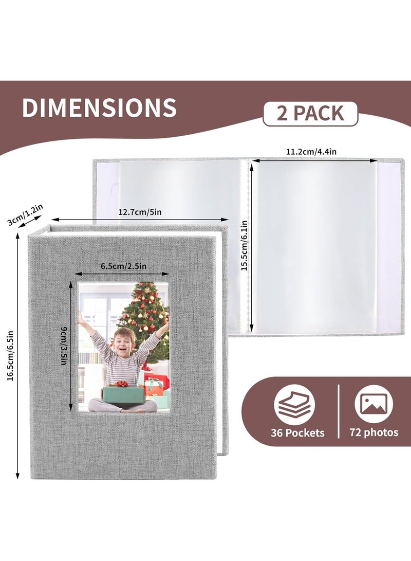 2 Pack Photo Album 4x6（Suitable for 6-inch photos）,Baby Photo Album Linen Cover Photo Book, Small Photo Album Book for 36 Pockets Hold 72 Pictures, Picture Book for Photos Family Anniversaries Baby Vacations（gray) - Image 3