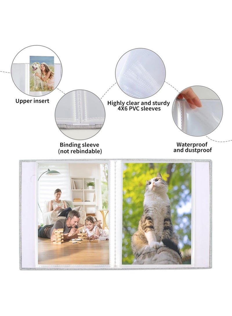 2 Pack Photo Album 4x6（Suitable for 6-inch photos）,Baby Photo Album Linen Cover Photo Book, Small Photo Album Book for 36 Pockets Hold 72 Pictures, Picture Book for Photos Family Anniversaries Baby Vacations（gray) - Image 5