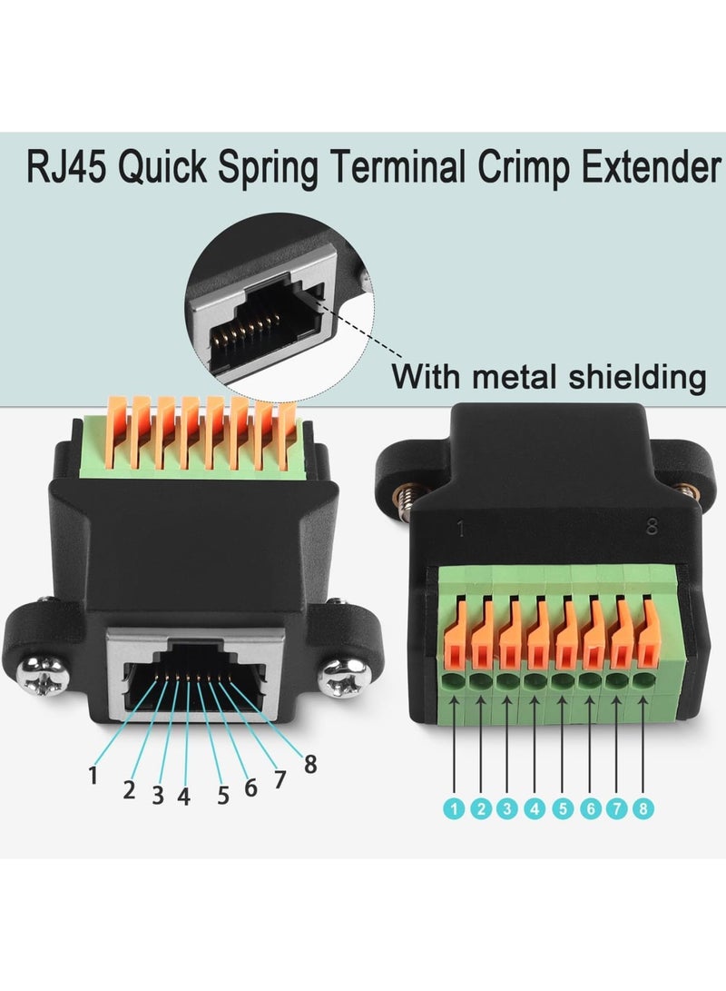Luckam RJ45 Female Quick Connect Solderless Mount Adapter, 8P8C to 8-Pin Terminal Block Ethernet Connector for CAT5/6/6A Network Wiring, Audio Analog GPIO Applications, Spring Clamp Extender Module - Image 4