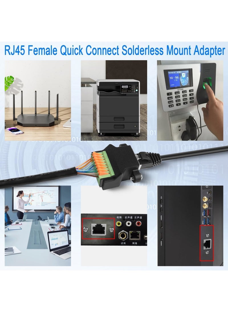 Luckam RJ45 Female Quick Connect Solderless Mount Adapter, 8P8C to 8-Pin Terminal Block Ethernet Connector for CAT5/6/6A Network Wiring, Audio Analog GPIO Applications, Spring Clamp Extender Module - Image 5