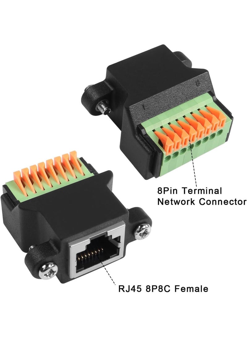 Luckam RJ45 Female Quick Connect Solderless Mount Adapter, 8P8C to 8-Pin Terminal Block Ethernet Connector for CAT5/6/6A Network Wiring, Audio Analog GPIO Applications, Spring Clamp Extender Module - Image 2