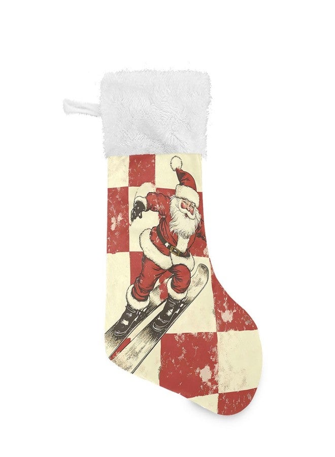 Kigai Santa Claus Skateboard Christmas Stocking 1 Pieces,Hanging Fireplace Window Big Xmas Stocking Home Party Christmas Tree Christmas Decorations Stocking - Image 1