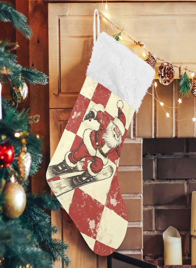 Kigai Santa Claus Skateboard Christmas Stocking 1 Pieces,Hanging Fireplace Window Big Xmas Stocking Home Party Christmas Tree Christmas Decorations Stocking - Image 5