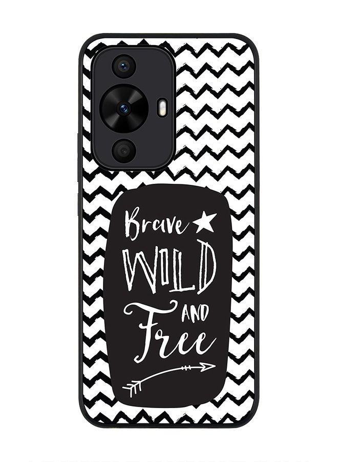 Stylizedd Rugged Black edge case for Huawei nova 12s / Huawei nova 11/ Huawei nova 12 Lite 4G, Slim fit Flexible Anti Drop Thin Cover - Brave, Wild And Free - Image 1