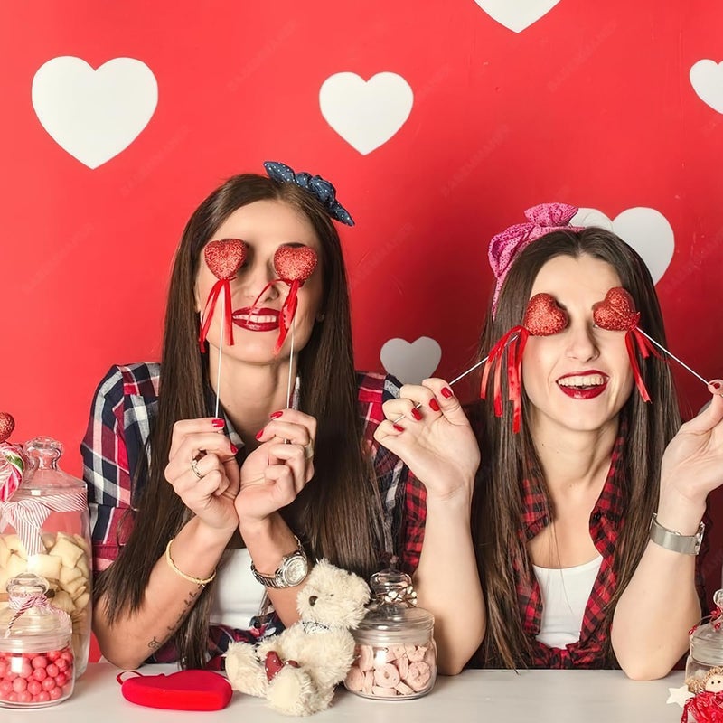 BASEMMAHER 12Pcs Valentine's Day Glitter Red Pink Puffy Heart Picks Foam Heart Picks Sparkly Sticks for Wedding Flower Arrangements Floral Bouquet Home Holiday Party Crafts Supplies Decorations - Image 5