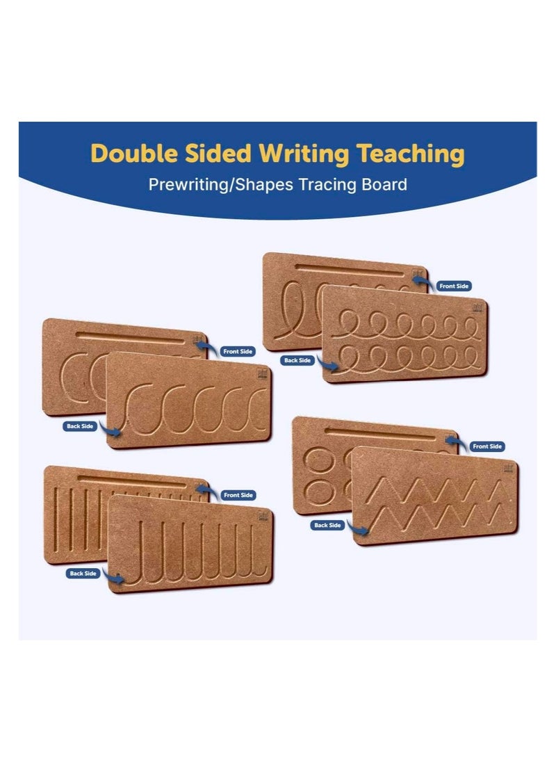 Mini Leaves Mini Leaves Wooden Pattern Practicing Tracing Board Set of 4 Double Side Board for 2 3 4 Years Kids | Educational Writing Board for Kids | Safe and Durable Prewriting Board for Beginner to Write  - Image 4