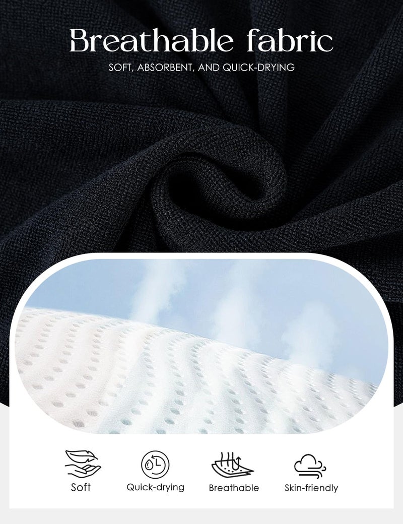 Gihuo Terry Cloth Swim Cover Up for Women Swimsuit Beach Bathing Swimwear Coverup Pool Towel Robe(Black-L) - Image 4