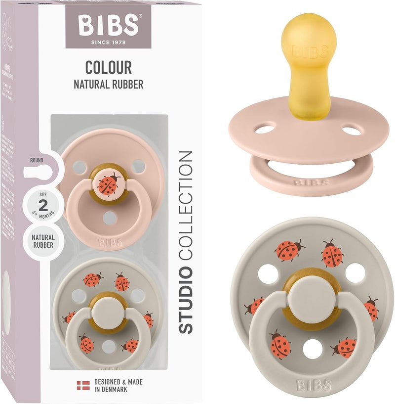 BIBS Studio Colour Pacifier 2 Pack - Ladybug Design - Image 1