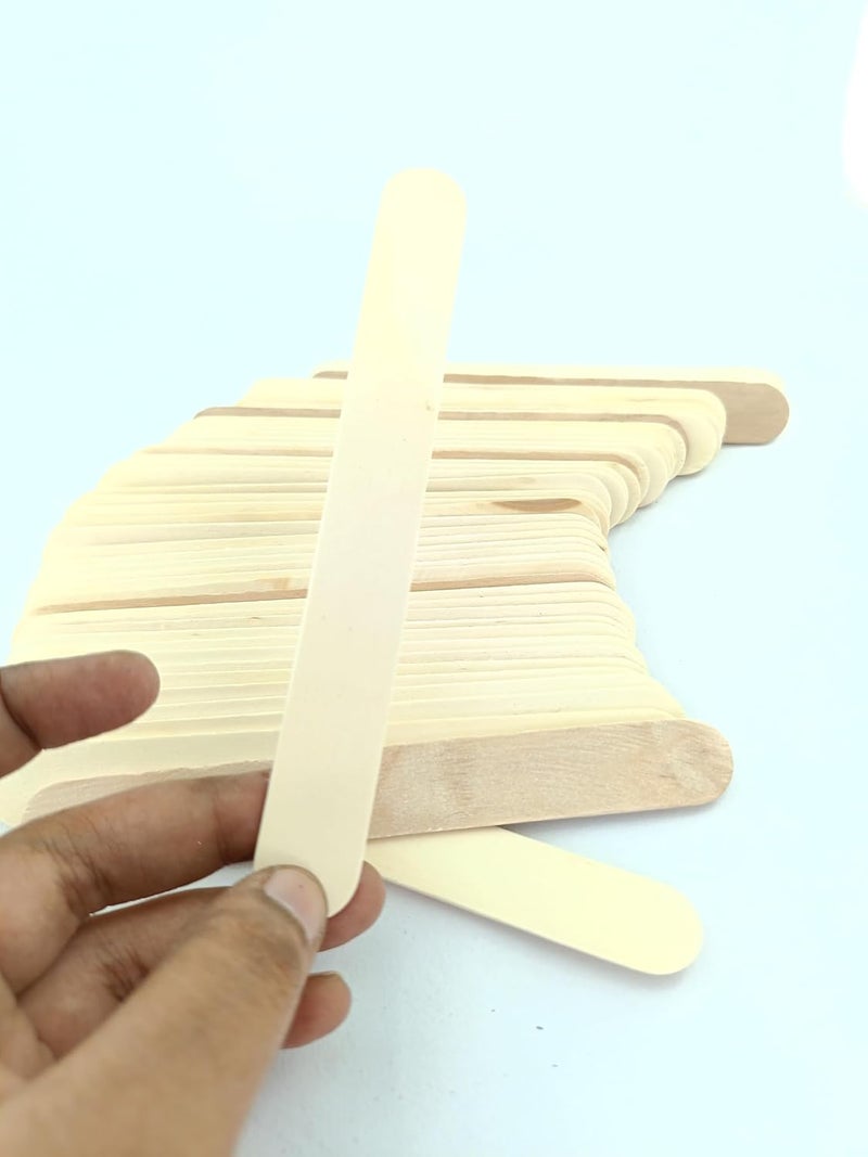 advancedestore Multi Purpose Ice Cream SticksPack of 50 Pieces Big Plain Ice Cream Wooden Sticks size2x14cm - Image 1
