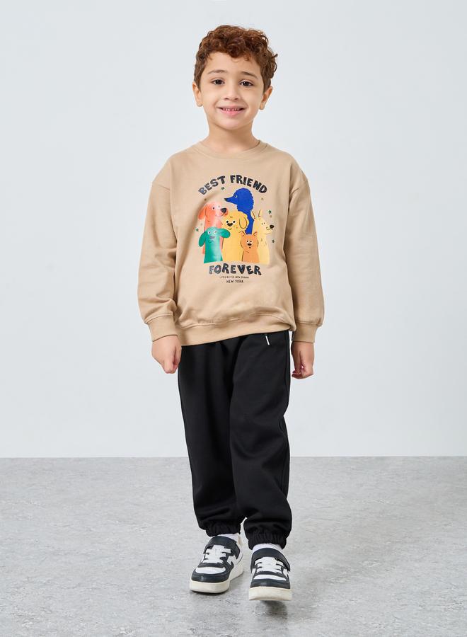 Styli Boys Beige Front Graphic Sweatshirt - Image 2