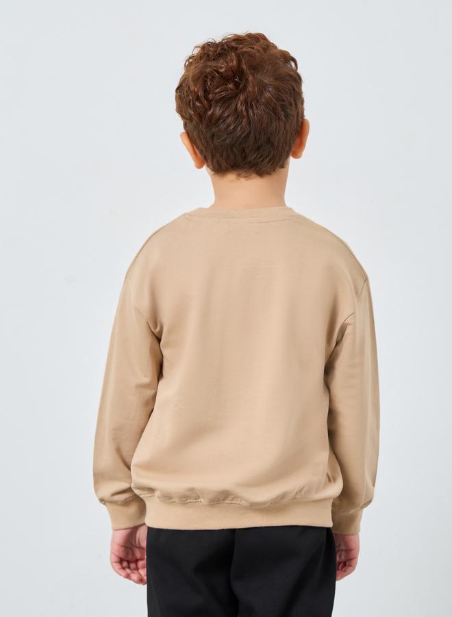 Styli Boys Beige Front Graphic Sweatshirt - Image 5