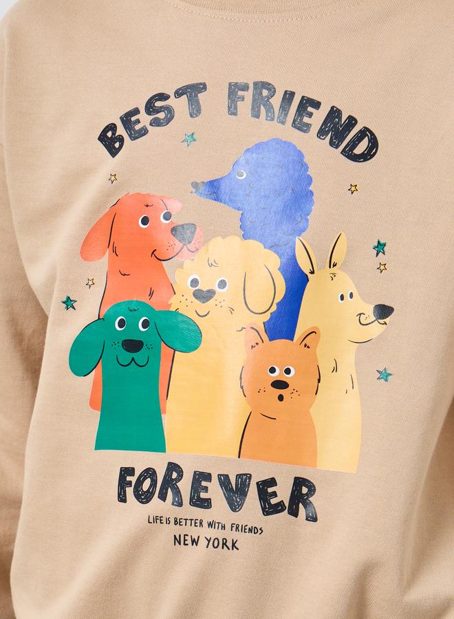 Styli Boys Beige Front Graphic Sweatshirt - Image 4