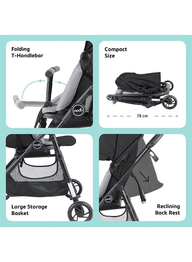Moon Revo 360° Rotating Baby Stroller – Foldable Pushchair with Storage Basket, Lightweight, Compact, Suitable Newborns And Toddlers – Black - Image 5