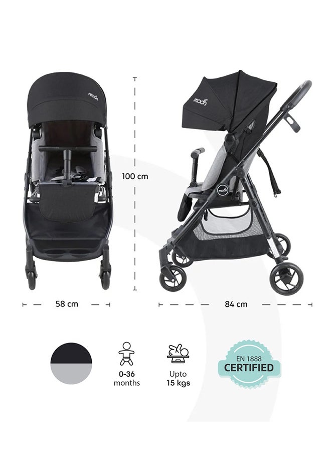 Moon Revo 360° Rotating Baby Stroller – Foldable Pushchair with Storage Basket, Lightweight, Compact, Suitable Newborns And Toddlers – Black - Image 2