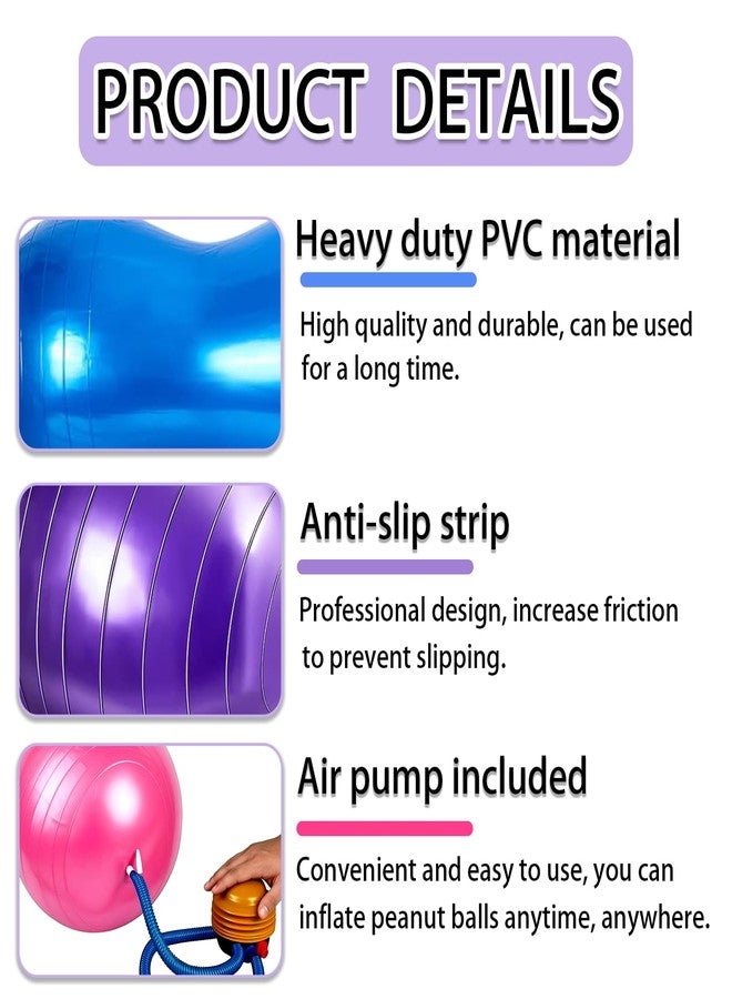 BMMN Peanut Ball for Kids Therapy, 3 - bPiece Anti - Burst Set, Yoga Balance Exercise Ball with Pump, Yoga Balance Exercise Ball for Pregnancy, Physical, Training, Women, Men - Image 3