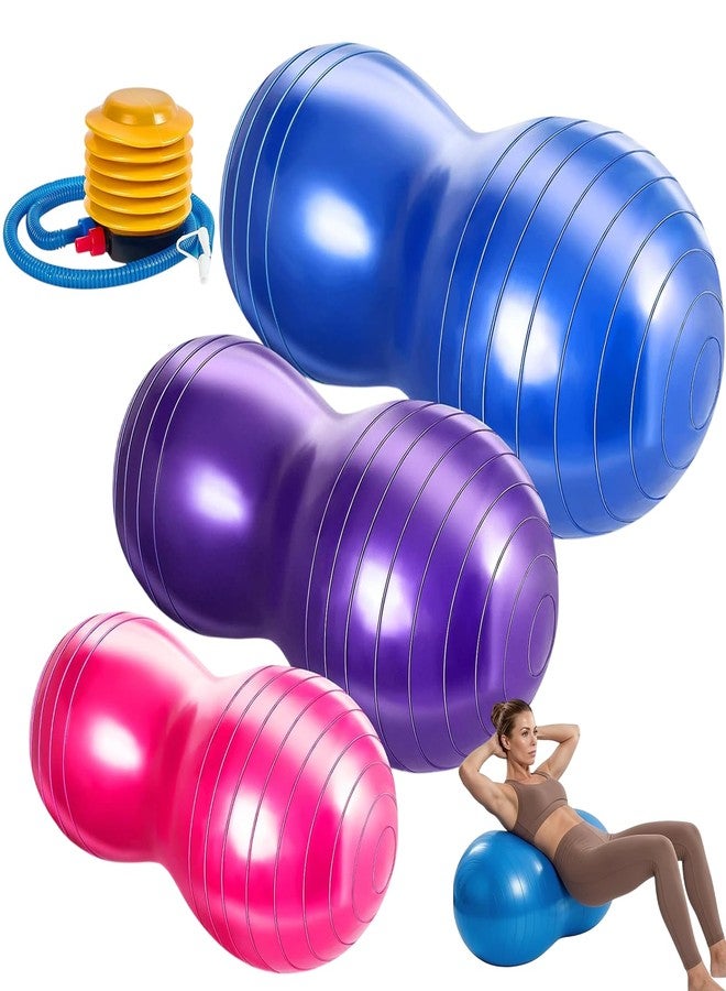 BMMN Peanut Ball for Kids Therapy, 3 - bPiece Anti - Burst Set, Yoga Balance Exercise Ball with Pump, Yoga Balance Exercise Ball for Pregnancy, Physical, Training, Women, Men - Image 1