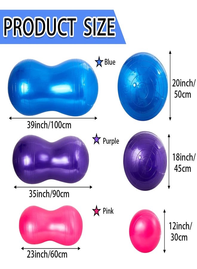 BMMN Peanut Ball for Kids Therapy, 3 - bPiece Anti - Burst Set, Yoga Balance Exercise Ball with Pump, Yoga Balance Exercise Ball for Pregnancy, Physical, Training, Women, Men - Image 2