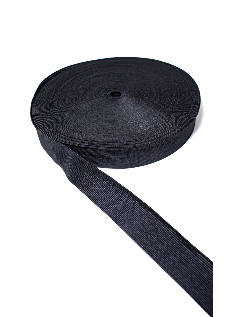 Sunflower Black Elastic Band, 2.5cm Wide, 12 Yards Roll – Made in Thayne - Image 1