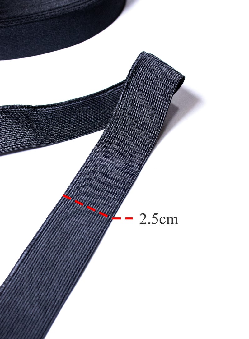 Sunflower Black Elastic Band, 2.5cm Wide, 12 Yards Roll – Made in Thayne - Image 2