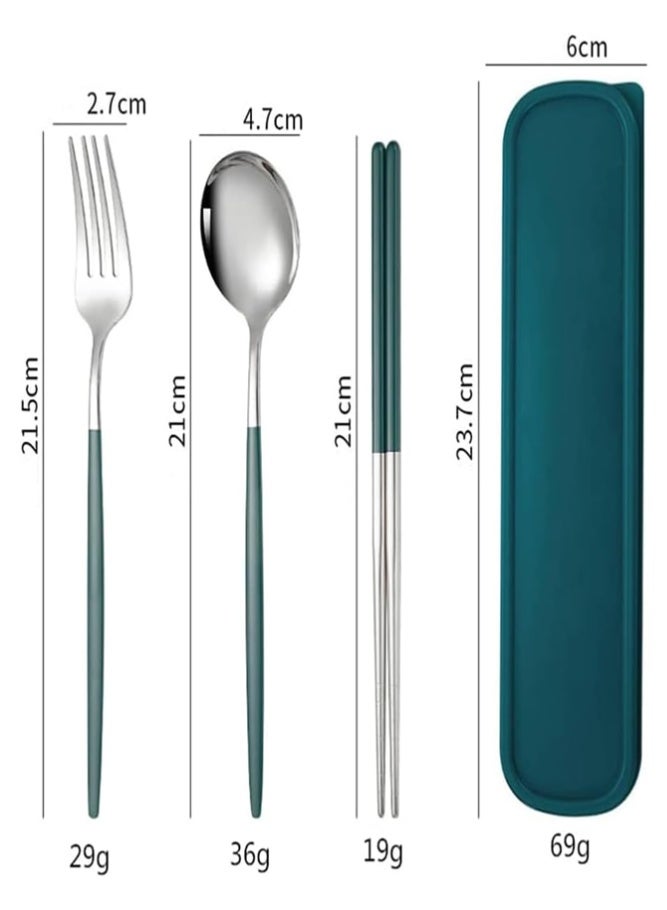BELLSBERRY 3PCS Travel Cutlery Set Stainless Steel Portable Reusable Fork, Spoon, Chopsticks with Case for Camping Travel and Lunch - Image 2