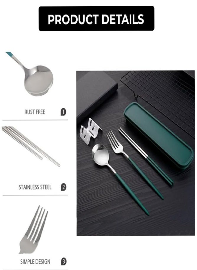 BELLSBERRY 3PCS Travel Cutlery Set Stainless Steel Portable Reusable Fork, Spoon, Chopsticks with Case for Camping Travel and Lunch - Image 3
