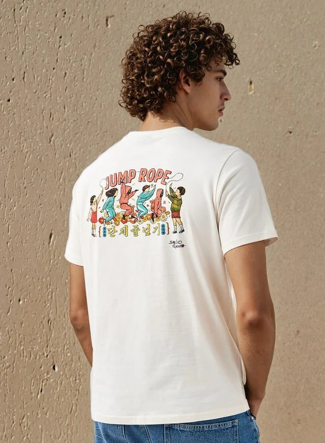 SP Characters Men Crew Neck Short Sleeves Squid Game Print T-shirt