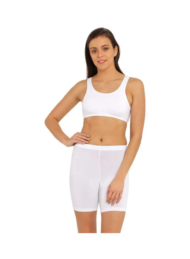 Jockey WHITE 1582 Women Super Combed Cotton Elastane Stretch Slip On Crop Top With Stay Fresh Treatment for Women | Best Price UAE