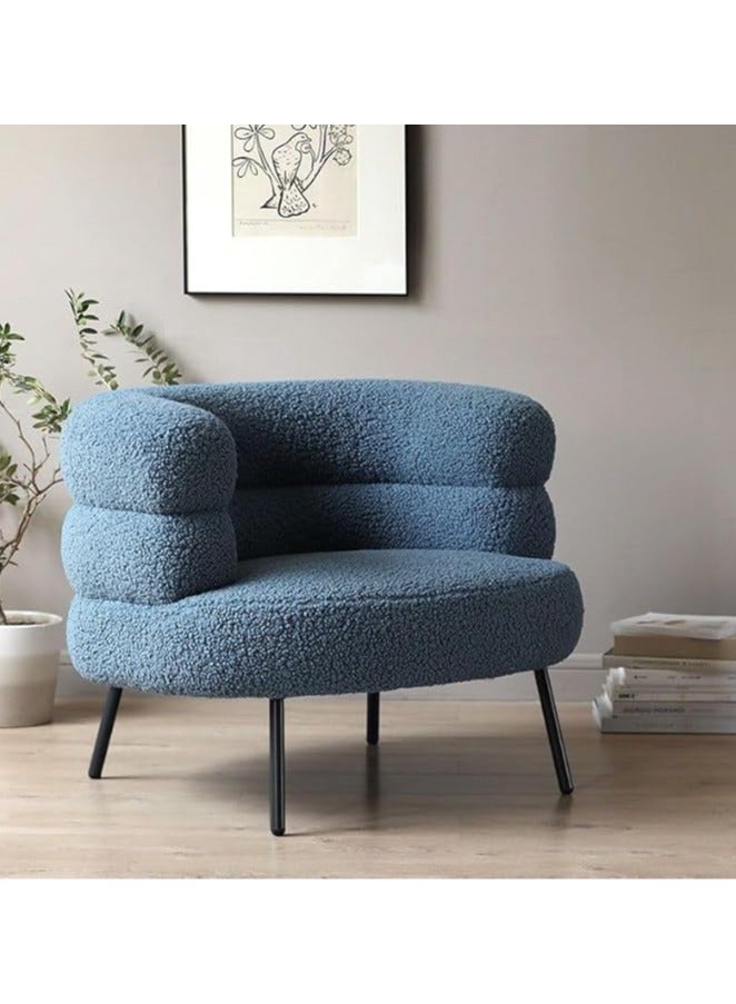 Poppins Home Poppins HOME Boucle 1 Seater Fabric Sofa 95X84X72Cm Blue  - Image 1