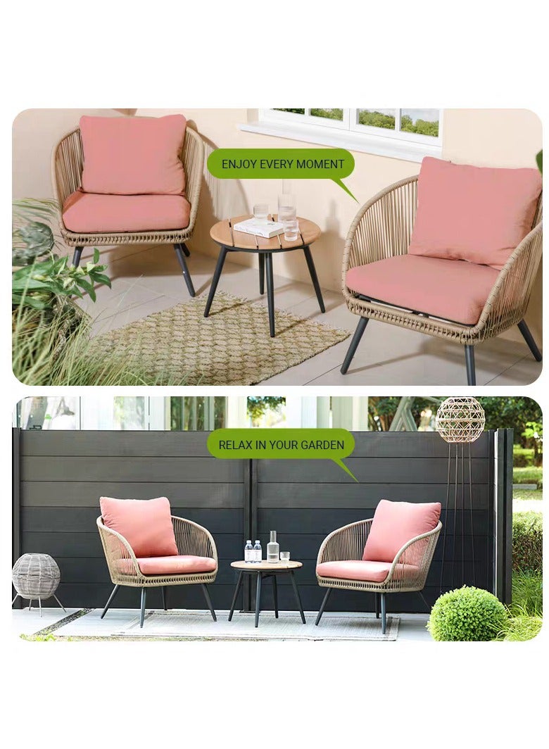 SUNRISE 3 Piece Outdoor Furniture Rattan Patio Set with Cushions and Table, PE Wicker, Weatherproof, for Balcony or Garden - Image 2