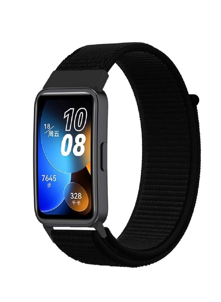 حزام ساعة من النايلون لفرقة هواوى باند 10  سوار ساعة رياضية بديل قابل للتعديل متوافق مع حزام النايلون الرياضي  اسود