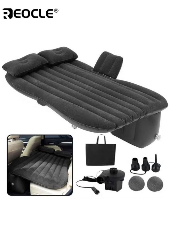 REOCLE House Car Air Mattress Removable Black Backseat Air Bed with Air-Pump Portable Car Travel Bed with Pillows Fits Most Car Models for Travel Hiking Camping Trip & Outdoor Activities  - Image 1