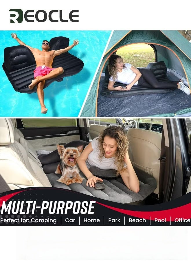 REOCLE House Car Air Mattress Removable Black Backseat Air Bed with Air-Pump Portable Car Travel Bed with Pillows Fits Most Car Models for Travel Hiking Camping Trip & Outdoor Activities  - Image 5
