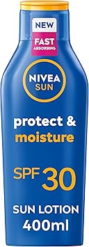 NIVEA SUN Protect Moisture Sun Cream Lotion SPF 30 400 ml Sun Lotion with Vitamin C and Hyaluron Provides 48H Moisture and Immediate UVA UVB Protection WaterResistant Leaves No White Cast - Image 1