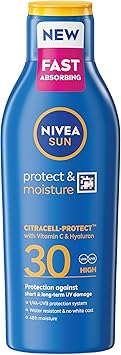NIVEA SUN Protect Moisture Sun Cream Lotion SPF 30 400 ml Sun Lotion with Vitamin C and Hyaluron Provides 48H Moisture and Immediate UVA UVB Protection WaterResistant Leaves No White Cast - Image 2