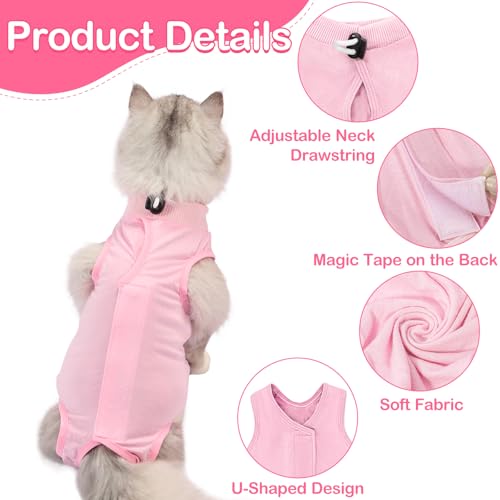 Coppthinktu Cat Recovery Suit for Abdominal Wounds or Skin Diseases, Cat Onesie for Cats After Surgery Female Kitten Recovery Suit, Breathable E-Collar Alternative for Cats After Spay Anti Licking Wounds - Image 4