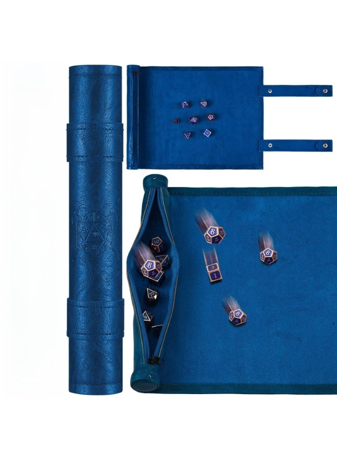 Dice Mat Tray Rolling Mat with Zipper, PU Leather Folding Scroll Dice Bag Dice Holder Dice Table Christmas Game Accessories - Image 1