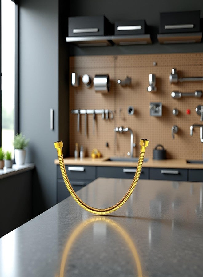SquarezhenBo 50cm Gold Stainless Steel Plumbing Hose and Angle Valve Connector - Bathroom Toilet Pipe Fittings, 1/2 Inch Water Supply Line for Sink Faucet Installation - Image 4