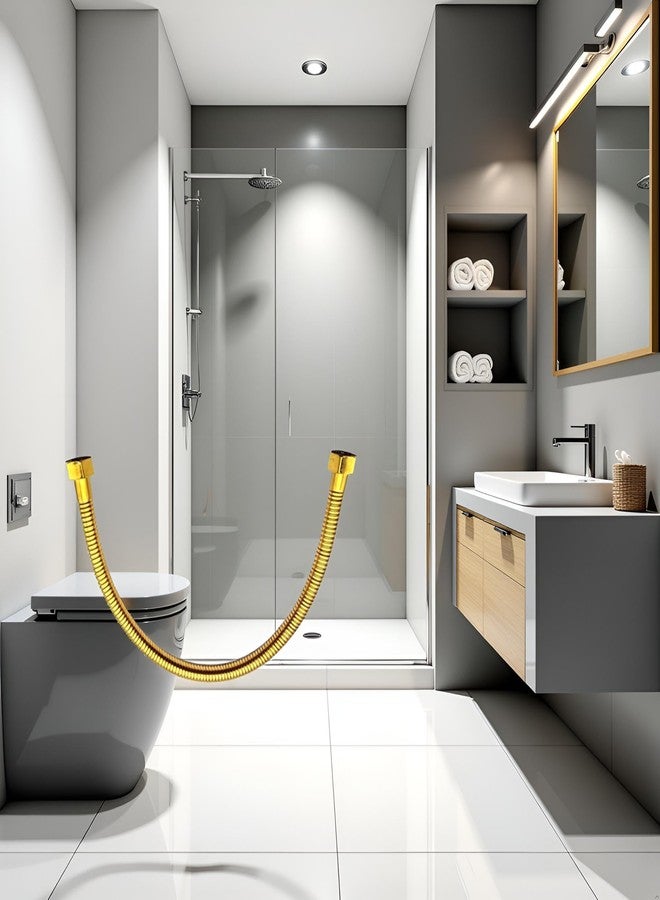 SquarezhenBo 50cm Gold Stainless Steel Plumbing Hose and Angle Valve Connector - Bathroom Toilet Pipe Fittings, 1/2 Inch Water Supply Line for Sink Faucet Installation - Image 3