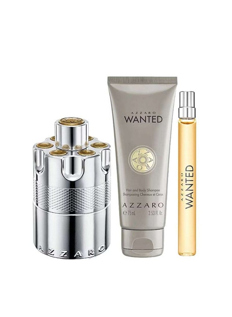 AZZARO Wanted Gift Set for Men 100ml + EDP 10ml + Hair & Body Shampoo 75ml 100+10+75ml - Image 2