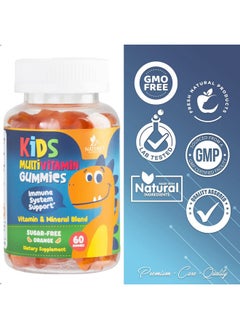 Nature's Nutrition Vitamins for Kids Multivitamin Gummy, Childrens Vitamins Sugar-Free, Overall Health & Immune Support, Vitamin C, B6, B12, D3 & Zinc, Chewable Kids Multi Supplement, Orange Flavor, Non-GMO - 60 Gummies 